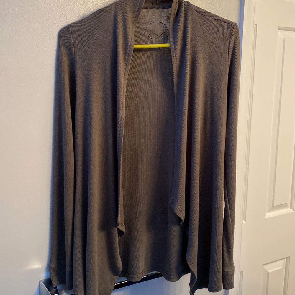Inc. Khaki Green Waterfall Cardigan Sz Small